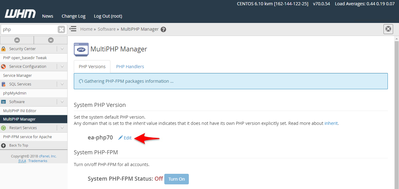 Steps to Modify PHP from WHM Panel